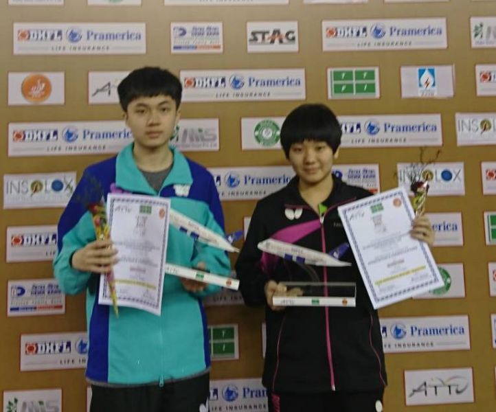 林昀儒(左)蘇珮綾取得青奧參賽資格。中華民國桌球協會提供