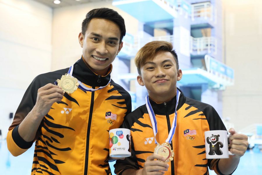 世大運測試賽男子雙人三米跳板，由馬來西亞選手奪冠。圖/大會提供