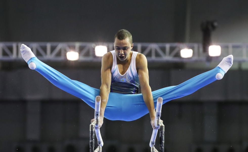 世大運競技體操測試賽首日，哈薩克Karimi_Milad收下個人全能競賽金牌。圖/大會提供