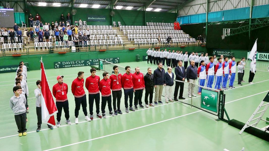 台黎兩隊賽前列隊。中華民國網球協會提供