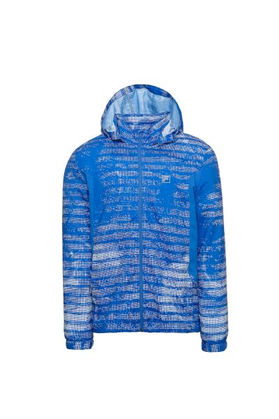 圖2.FILA迷幻旋彩風衣外套-彩耀藍(男款)，售價$3,980。Fila提供
