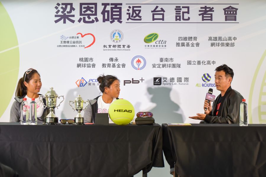 左到右為詹謹瑋，梁恩碩，王宇佐。WTA臺灣公開賽大會提供