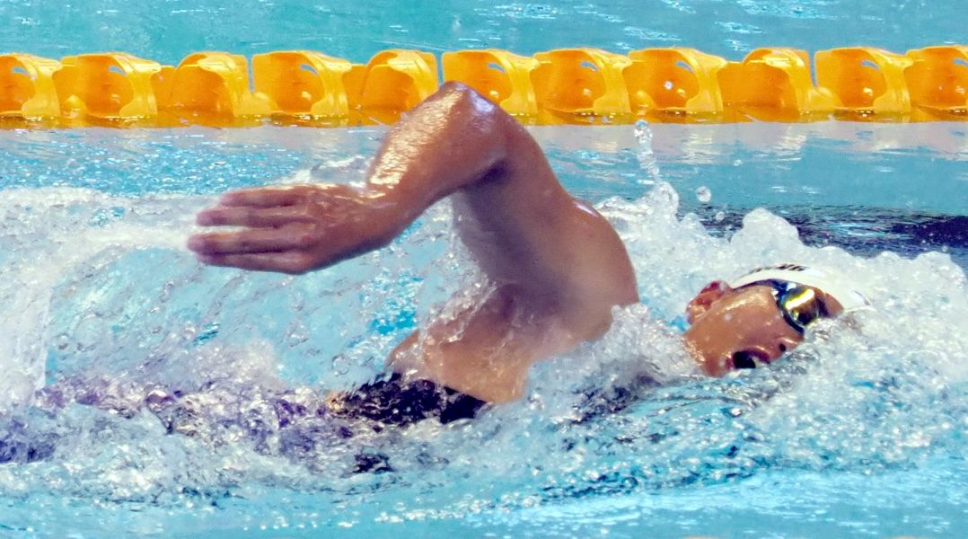 楊金桂在100公尺自由式，游出1分00秒39獲一面銀牌，展現寶刀未老的實力。圖/大會提供