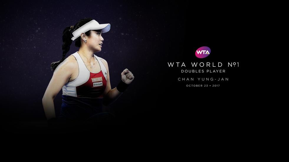 詹詠然成史上第36位雙打世界球后。摘自WTA官網