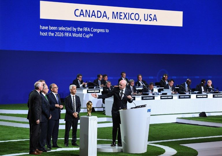 美加墨三國聯手獲得2026年世界盃主辦權。法新社