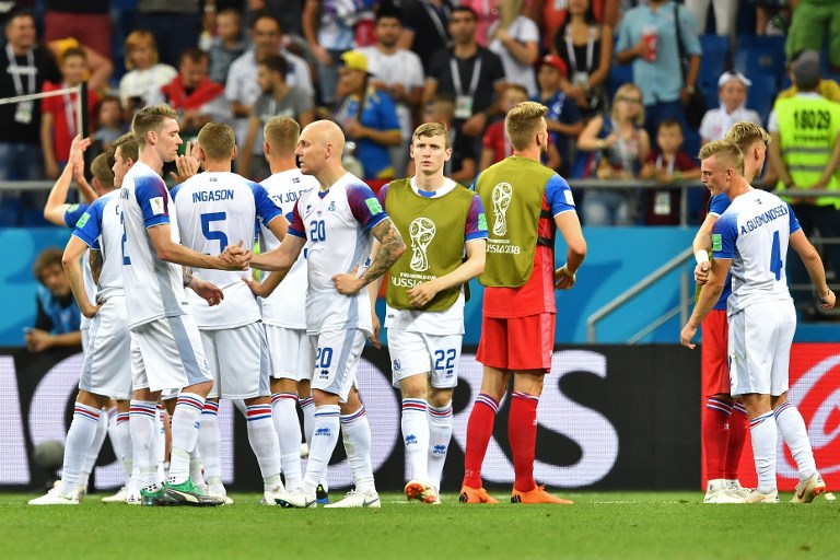 首次打進世界盃會內賽的冰島，1平2負出局。法新社