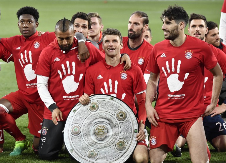 拜仁連5季奪得德甲冠軍，寫歷史新頁。法新社