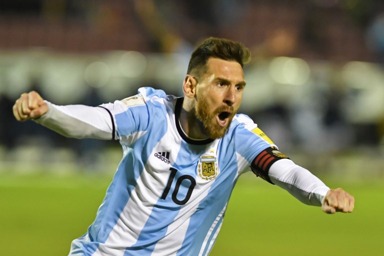 絕境中梅西演帽子戲法，助阿根廷逆轉晉級世界盃。法新社