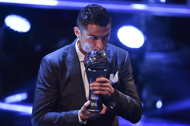 C羅當選FIFA年度最佳男足球員。法新社