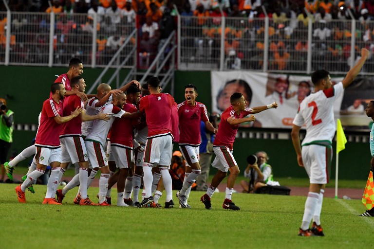摩洛哥以2-0擊敗象牙海岸，晉級世界盃32強。法新社
