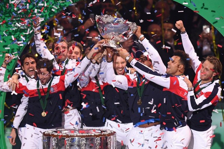 法國第十度奪下台維斯盃冠軍。法新社
