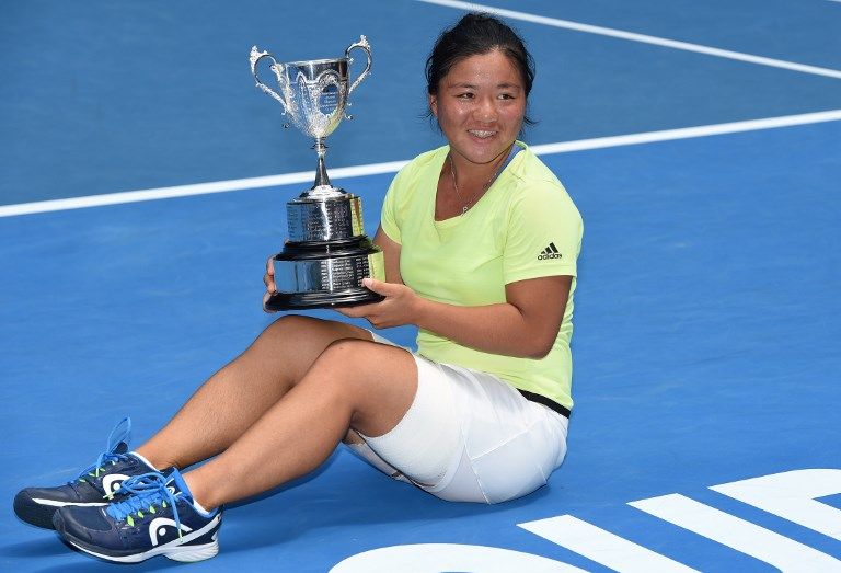 梁恩碩為台灣首度打下澳網青少女單打冠軍。法新社