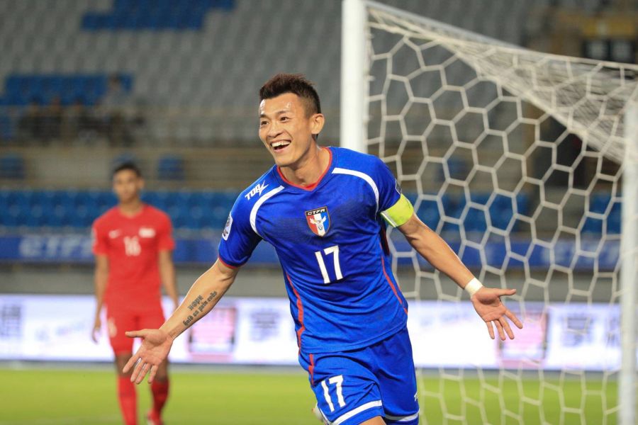29歲台灣隊長陳柏良射進致勝球。中華民國足球協會提供
