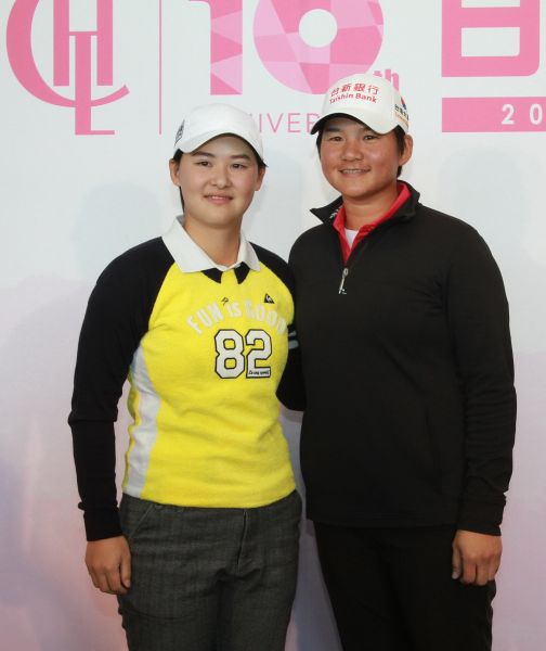 2018日立慈善盃記者會，前世界球后曾雅妮（右）與尋求衛冕的李旻。圖/大會提供
