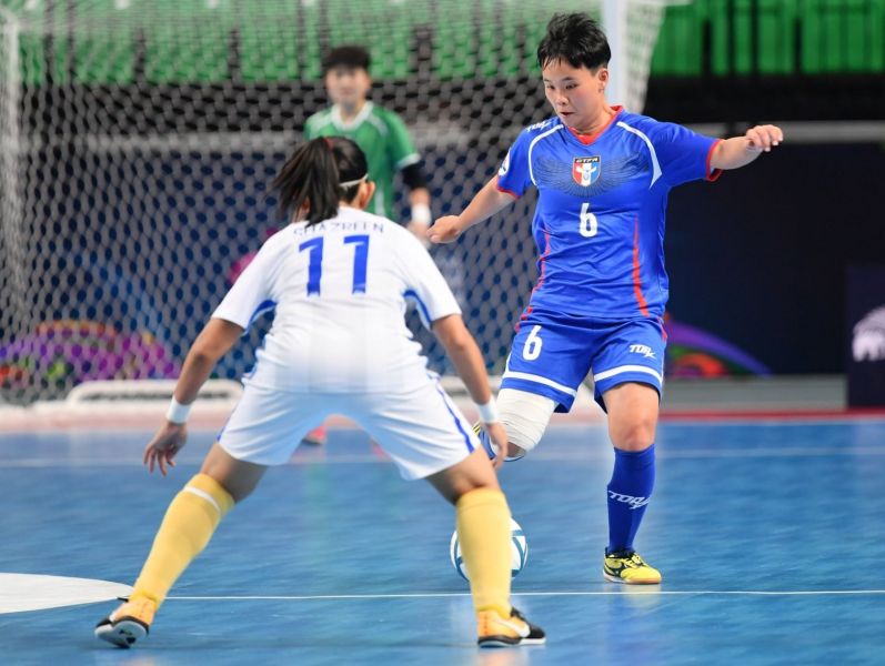 中華隊陳雅君路射進第1球。中華民國足球協會提供