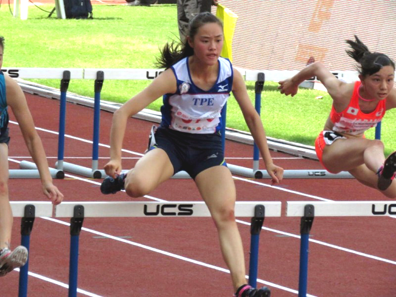 林庭瑋奪得一百公尺跨欄金牌 。（田協提供）