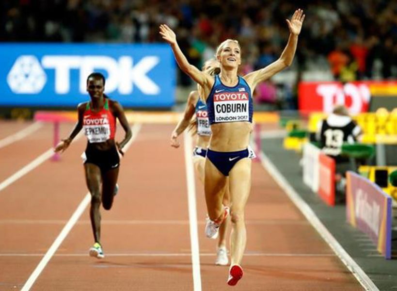 Emma Coburn以9分02秒58奪得世錦賽女子三千障礙金牌，並打破大會紀錄。圖／@gettyimages。