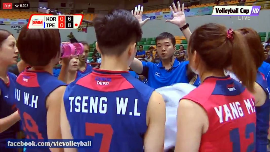 中華女排隊執行教練林明輝。圖／截取自轉播畫面。