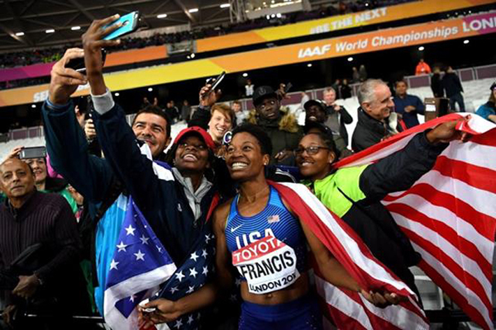 打敗奧運金銀牌在世錦賽奪冠，美國芙蘭西絲(Phyllis Francis)好嗨。圖／@gettyimages。