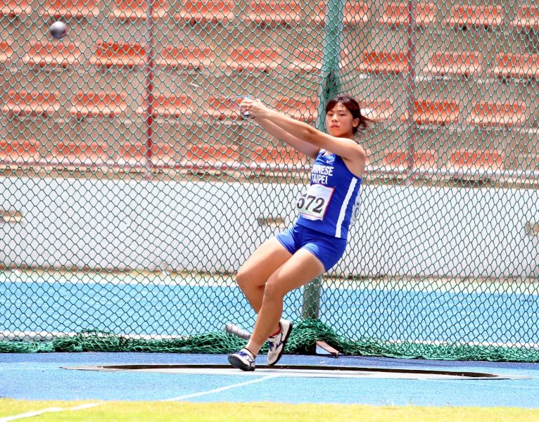 梁宥婕女子鏈球59公尺13創個人最佳成績。特派記者林嘉欣／攝影。