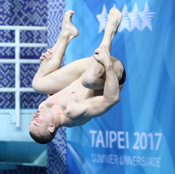 臺北世大運男子一米跳板俄羅斯選手Kuznetsov_Evgenii獲得銅牌。圖/台北世大運組委會提供