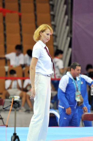 裁判Alesia_Charniauskaya是跆拳道選手出身，練過游泳、滑冰以及韻律體操。圖/2017世大運組委會提供