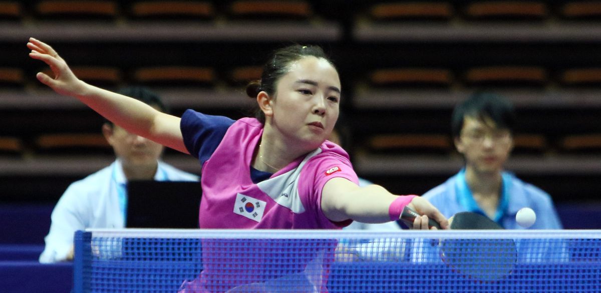 韓國桌球女團主力田志希本場比賽獨拿兩點是韓國奪金功臣。圖/2017世大運組委會提供