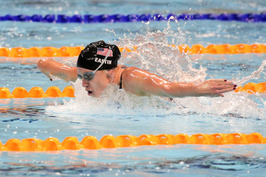 美國女子游泳選手Ella_Eastin本屆臺北世大運拿下200公尺蝶式金牌、200公尺個人混合式銀牌及4X200自由式接力銀牌。圖/2017世大運組委會提供