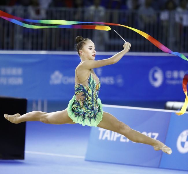 韻律體操個人全能決賽俄羅斯小天后Iuliia_Bravikova摘下金牌。圖/2017世大運組委會提供