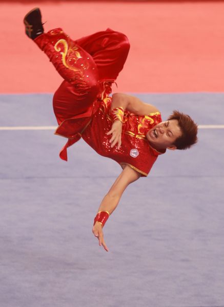 男子武術南棍＆南拳全能，中華隊許凱貴勇奪金牌。台北世大運組委會提供