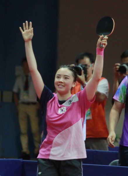 桌球單打韓國女將田志希拿下金牌。圖/2017世大運組委會提供