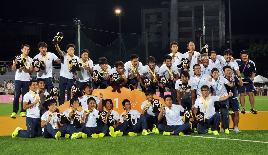 日本男足隊獲得2017臺北世大運金牌。圖/2017世大運組委會提供