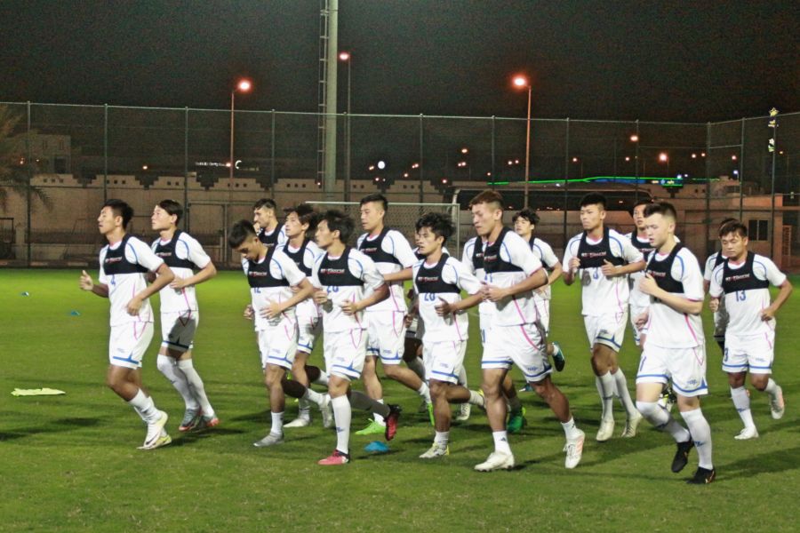 中華男足抵卡達首度訓練。中華民國足球協會提供