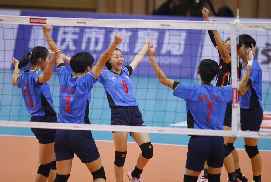 中華青少女排隊得分後振臂歡呼。圖／亞排聯。