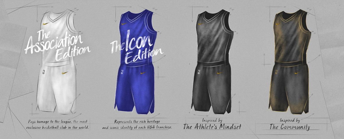 Nike和NBA為每支球隊都打造了四套主要球衣，分成各種“版本”。