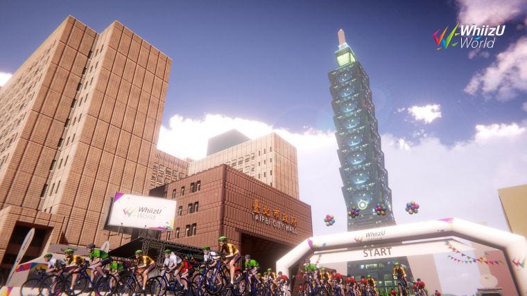 自由車電競爭罷賽臺北站的模擬畫面。體育署提供