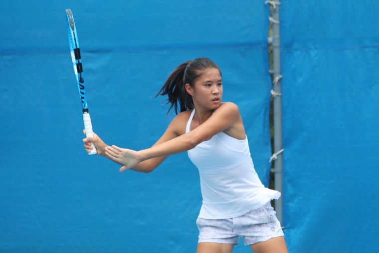 首度挑戰全排的林立心連過兩關勇闖會外賽。中華民國網球協會提供