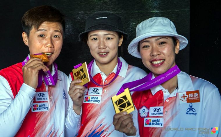 中華隊首度勇奪世界射箭錦標賽女子反曲弓團體金牌。取自／世界射箭總會官網。