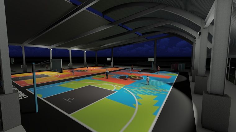 北屯風雨球場模擬圖。台中市運動局提供