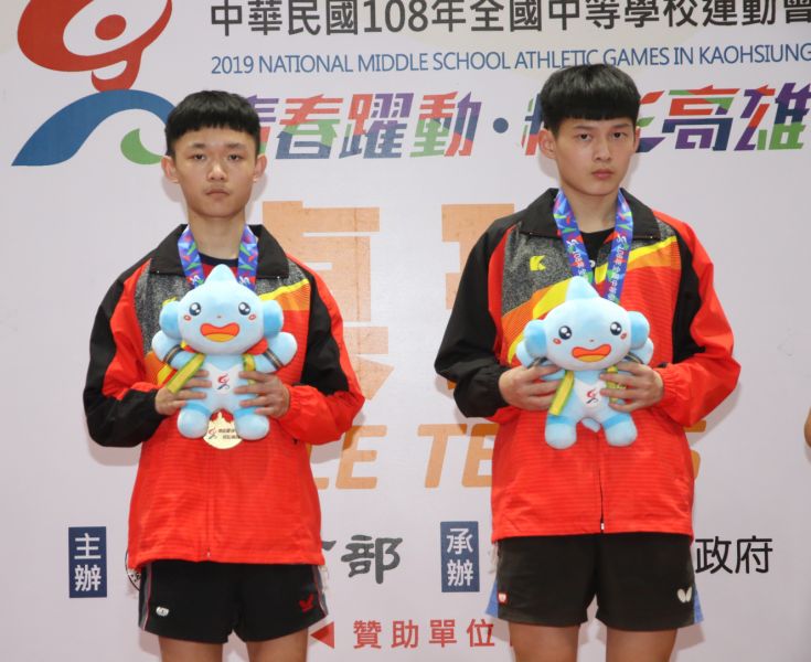 國男組雙打金牌：連柏翔／黃振維（竹市香山高中）。高雄全中運大會提供