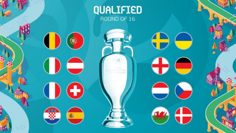 歐洲國家盃16強出爐。摘自歐國盃官網