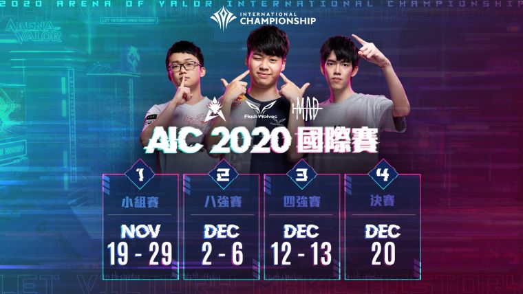 AIC 2020國際賽賽程表及GCS代表隊公布。官方提供