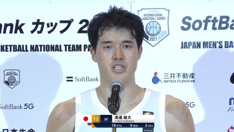 日本隊隊長渡邊雄太，全場繳出18分9籃板2助攻成績。截自日本バスケットボール協会 推特