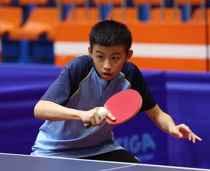 15歲的林晉頡，曾獲選青少年國手，目前是松山高商1年級的學生，是這次全運會桌球最年輕的小將。李天助攝