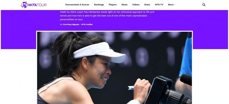 WTA官網採訪謝淑薇澳洲教練保羅。摘自WTA官網