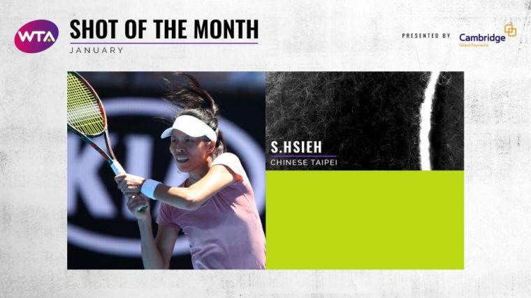 謝淑薇獲得元月最佳好球。摘自WTA官網
