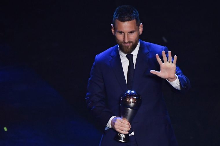 梅西第6次獲選為FIFA年度最佳男足球員。（法新社）