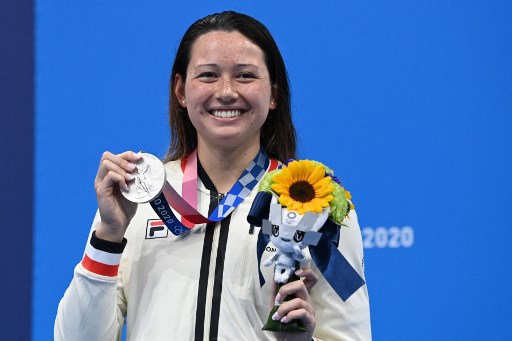 香港混血泳將何詩蓓拿到第二面游泳銀牌。法新社