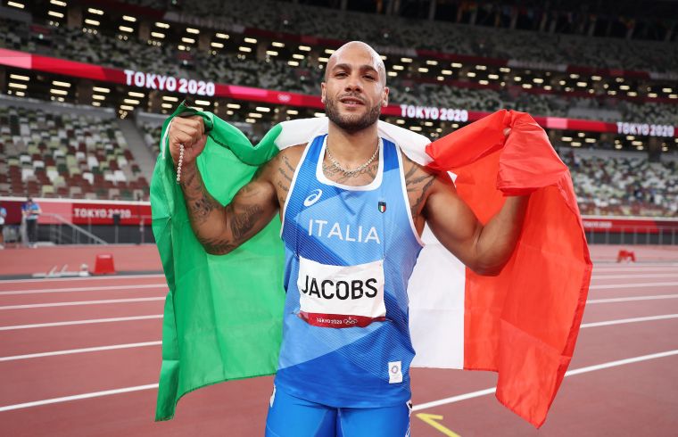 義大利選手雅克布斯爆冷奪下今年東奧男子100公尺金牌。法新社