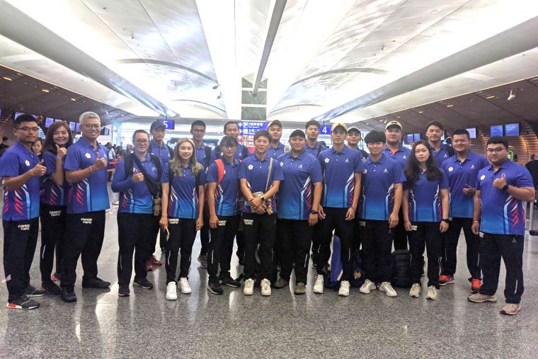 中華射箭隊今天啟程前往泰國，角逐第21屆亞洲射箭錦標賽。陳詩園／提供。